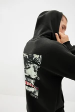 Trendyol Black Regular Cut Printed Hooded Art Printed Sweatshirt