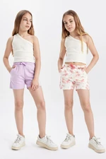 DEFACTO Girl's Printed 2-Piece Shorts