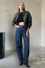 Trendyol Dark Blue More Sustainable High Waist Skater Baggy Jeans