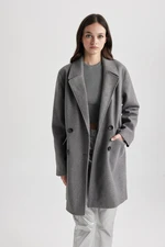 DEFACTO Windproof Long Cashmere Coat Oversize Wide Cut Double Breasted Collar Button