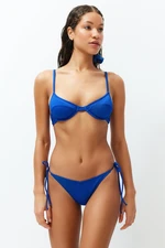 Trendyol Sax V-Cut Textured Brazilian Bikini Bottom