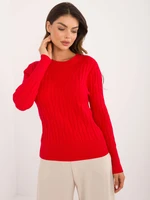 Classic red sweater with a round neckline