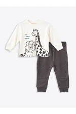 LC Waikiki Crew Neck Long Sleeve Printed Baby Boy T-Shirt and Tracksuit Bottoms 2-piece Set