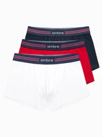 Ombre Classic fit men's boxer shorts with striped elastic band - 3 pack mix OM-UNBO