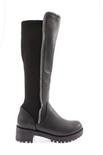 DGN 608 Women's Stripe Back Stretch Thick Sole Boots with Side Stones