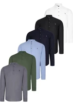 SET OF SIX G783 DEWBERRY JUDGE COLLAR SHIRT-BLACK-WHITE-BLUE-NAVY-ANTHRACITE-KHAKI