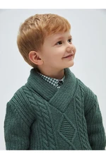 LC Waikiki Lcw Shawl Collar Hair Knitting Self Patterned Baby Boy Knitwear Sweater