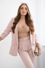 Elegant set of jacket and trousers powder pink