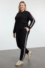 Trendyol Curve Black Knitted Plus Size Top-Bottom Set