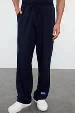 Trendyol Navy Blue Oversize/Relaxed Fit Elastic Waist Sweatpants with Label