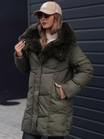 Women's winter jacket MORISIO long quilted with hood green Dstreet