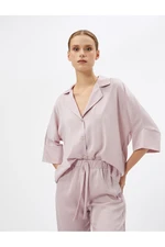 Koton Satin Pajama Top Half Sleeve Buttoned Shirt Collar