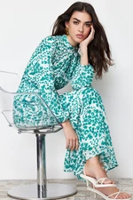 Trendyol Green Lined Floral Woven Dress