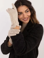 Beige knitted women's gloves