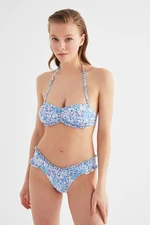 Trendyol Niebieski kwiatowy wzór bikini top