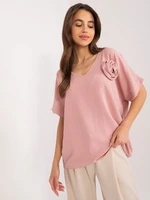 Dusty pink oversize neckline blouse