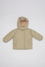 DEFACTO Baby Girl Hooded Water Repellent Soft Furry Coat