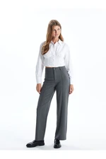 LC Waikiki Vision Grey Melange Slim Fit Straight Wide Leg Women's Trousers