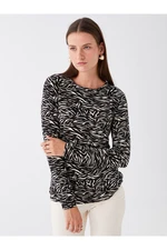 LC Waikiki Crew Neck Patterned Long Sleeve Women's T-Shirt