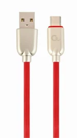 Datový kabel CABLEXPERT USB 2.0 AM na Type-C kabel, 2m, pogumovaný, červená