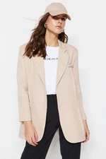 Trendyol Beige Blazer with Buttons and Woven Lined Jacket