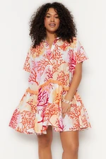 Trendyol Curve Coral Patterned Voile Beach Dress