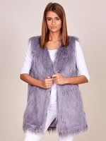 Women's vest with longer pile, gray