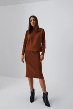 Ribbed knitted midi skirt