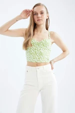 DEFACTO Strapless Floral Crop Blouse