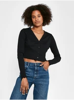 Black Womens Ribbed Cropped Cardigan Noisy May Drakey - Women