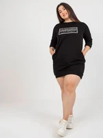 Black plus size sweatshirt dress with pockets