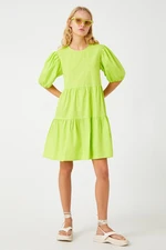 Koton Balloon Sleeve Dress Crew Neck