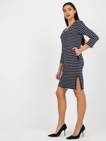 Navy and white striped sweatshirt dress by OCH BELLA