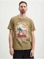 Beige Men's T-Shirt Guess Palm Window - Men