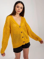 Dark yellow openwork cardigan