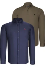 DUAL SET G725 DEWBERRY MENS SHIRT-NAVY BLUE-GREEN