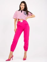 Fuchsia trousers with hems