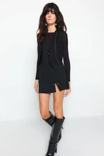 Trendyol Black Knitted Mini Skirt With A Slit