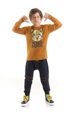 Mushi Gilded Fox Boys Kids Cotton Mustard T-shirt Pants Suit