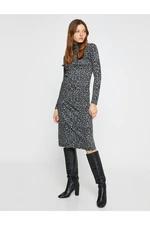 Koton Leopard Pattern Dress Turtleneck Long Sleeve