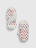 Pink and white girls' patterned gloves GAP