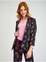 Orsay Black Ladies Flowered Jacket - Ladies