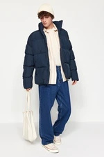 Trendyol Navy Blue Unisex Oversize Fit Standing Collar Puffy Coat.