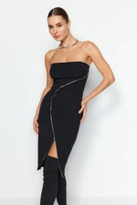 Trendyol Black Fitted Evening Dress with Accessories