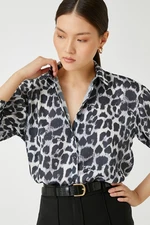 Koton Women's Long Sleeve Leopard Print Shirt 3wak60053pw