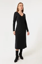 Lafaba Women's Black Midi Knitted Dress