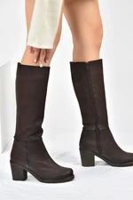 Fox Shoes Women's Brown Thick Heeled Boots