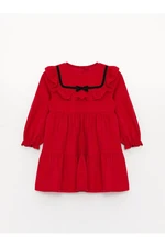 LC Waikiki Crew Neck Long Sleeve Corduroy Dress for Baby Girl