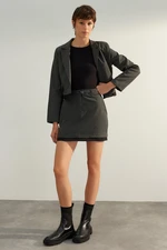 Trendyol Anthracite Premium High Quality Hem Lining Detail Mini Woven Skirt