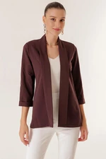 By Saygı Lycra Double Sleeve Fabric Short Jacket with Shawl Collar Width Length.